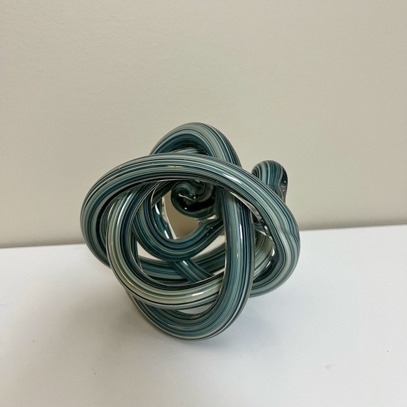 TURQUOISE Hand Blown Glass Knot Accent Decor Piece - Picture 1 of 4